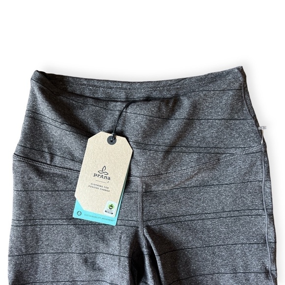 NWT prAna Transform 7/8 Leggings in Charcoal Stripe, XS - Picture 3 of 13